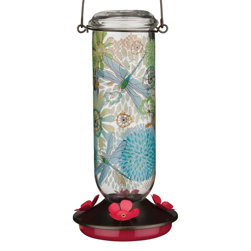 Hummingbird Feeder Dragonfly Multi Color Glass - Diamond Home USA