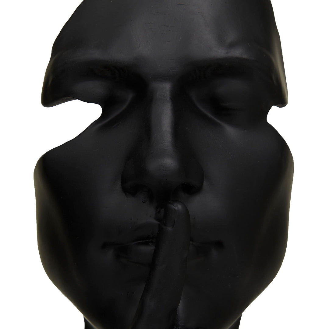 Black Polystone Contemporary Mask Sculpture (Set of 3) S/3 7" w 12" h Abstract - Diamond Home USA