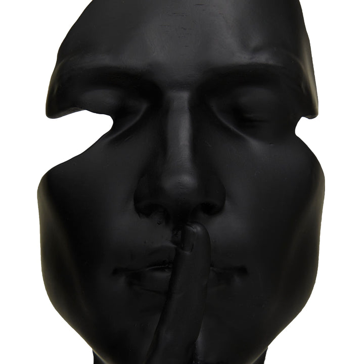 Black Polystone Contemporary Mask Sculpture (Set of 3) S/3 7" w 12" h Abstract - Diamond Home USA