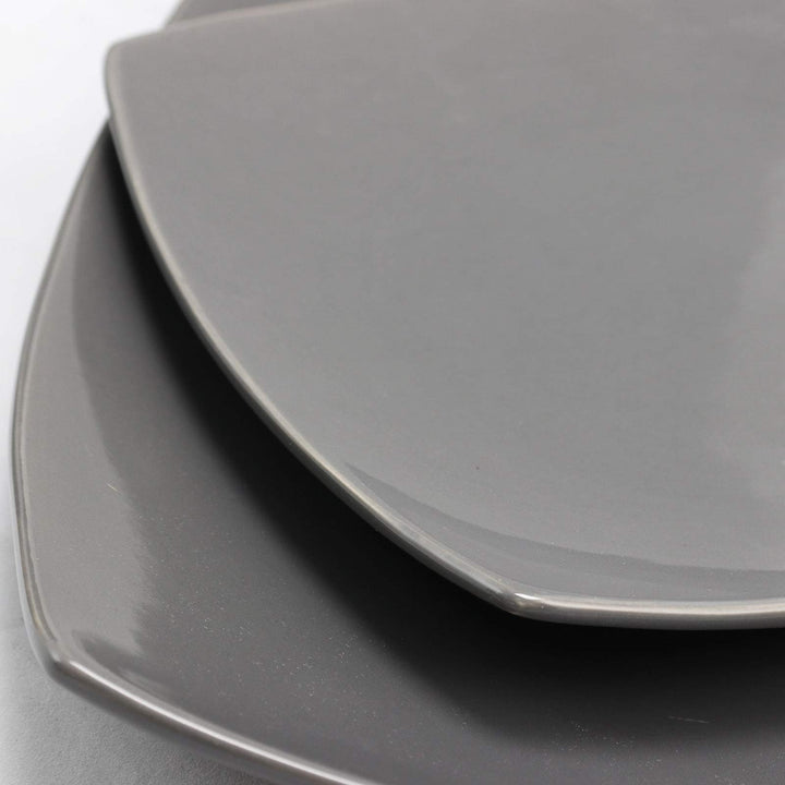 Soho Lounge 16-iece Square Dinnerware Set Gray Grey Solid Casual Stoneware 16 - Diamond Home USA
