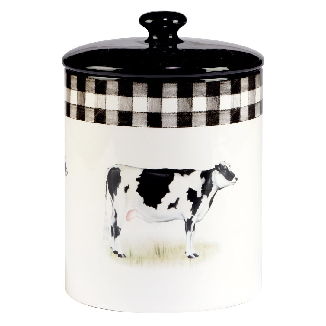 3-Piece Canister Set 52 Oz 74 96 Oz. Black Multi Color White Country Ceramic - Diamond Home USA