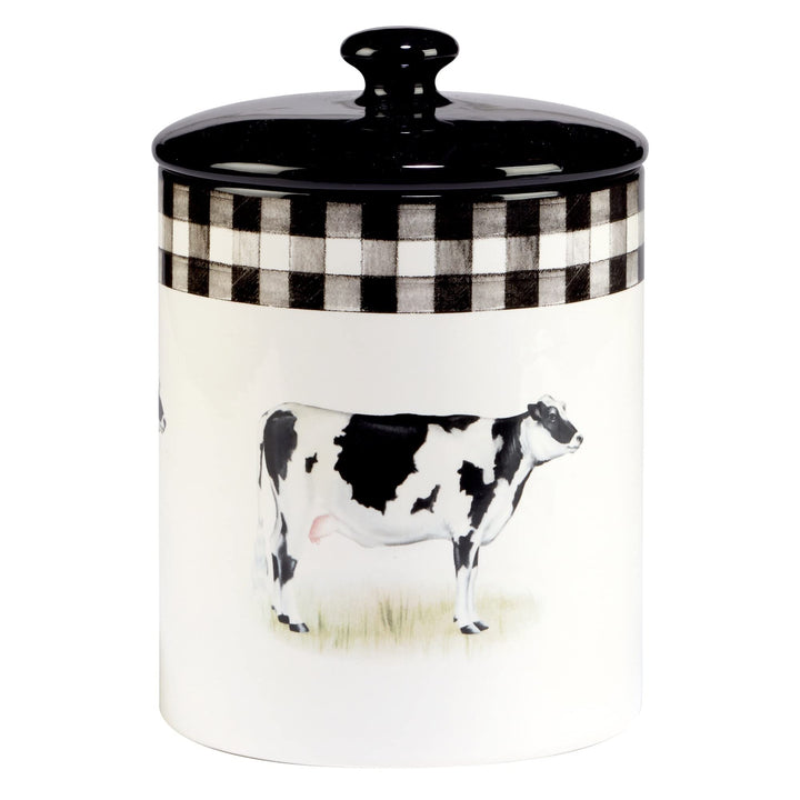 3-Piece Canister Set 52 Oz 74 96 Oz. Black Multi Color White Country Ceramic - Diamond Home USA