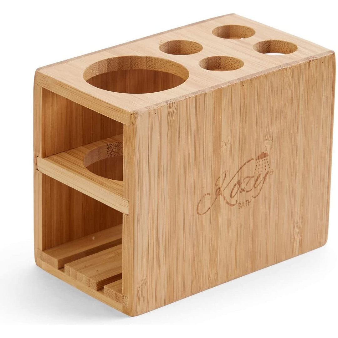 Bath Toothbrush and Toothpaste Holder Stand for Bathroom Vanity Storage Bamboo 5 - Diamond Home USA
