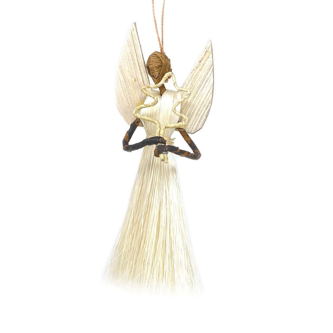 Set of 2 3.5in Angel Ornaments Devotional Off/White Natural Fibers - Diamond Home USA