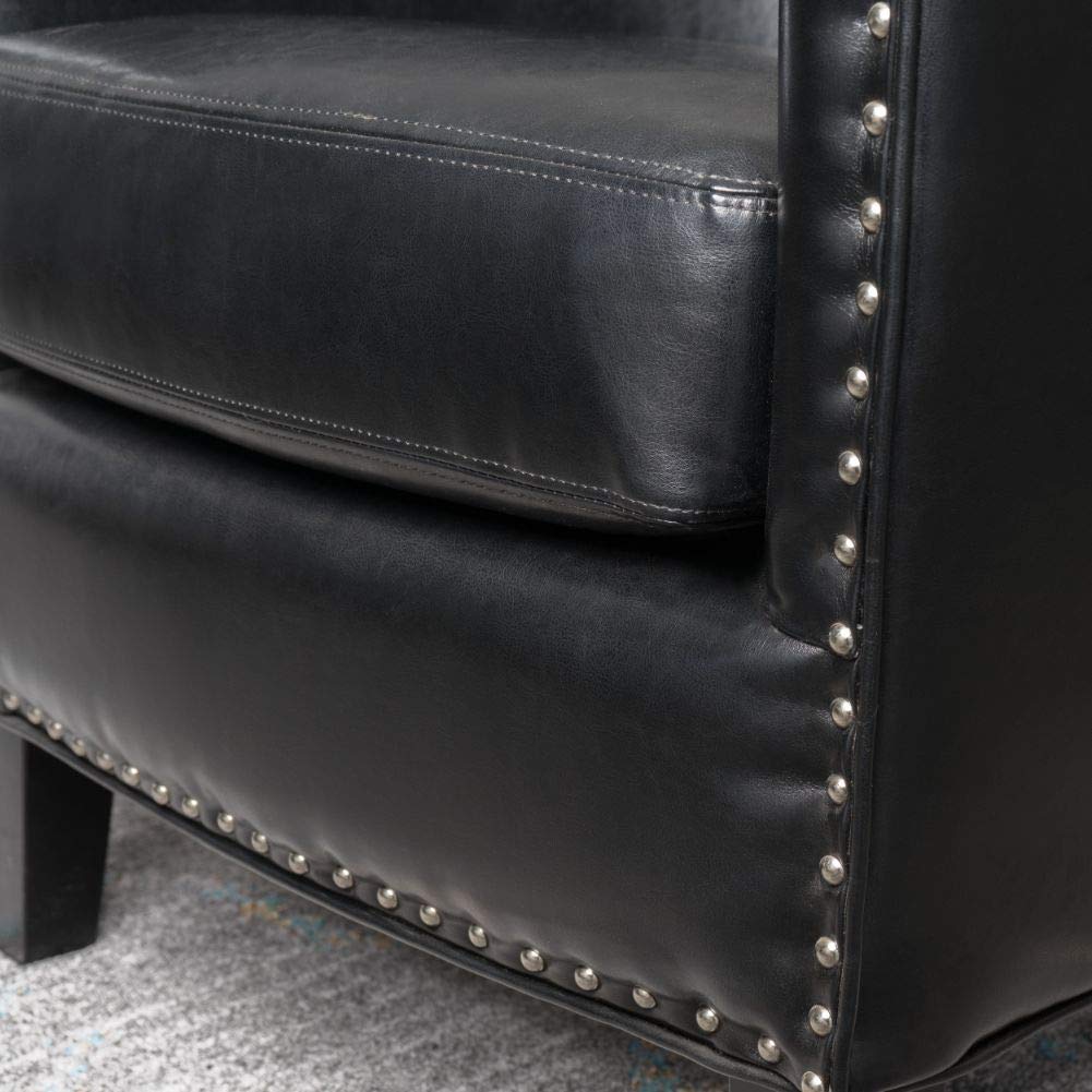 Christopher Knight Home Austin Leather Club Chair Black - Diamond Home USA