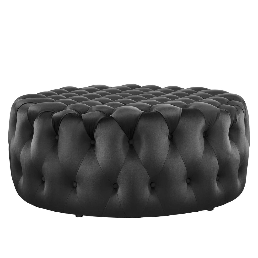 Modway Amour Tufted Button Large Round Performance Velvet Ottoman in Black - Diamond Home USA
