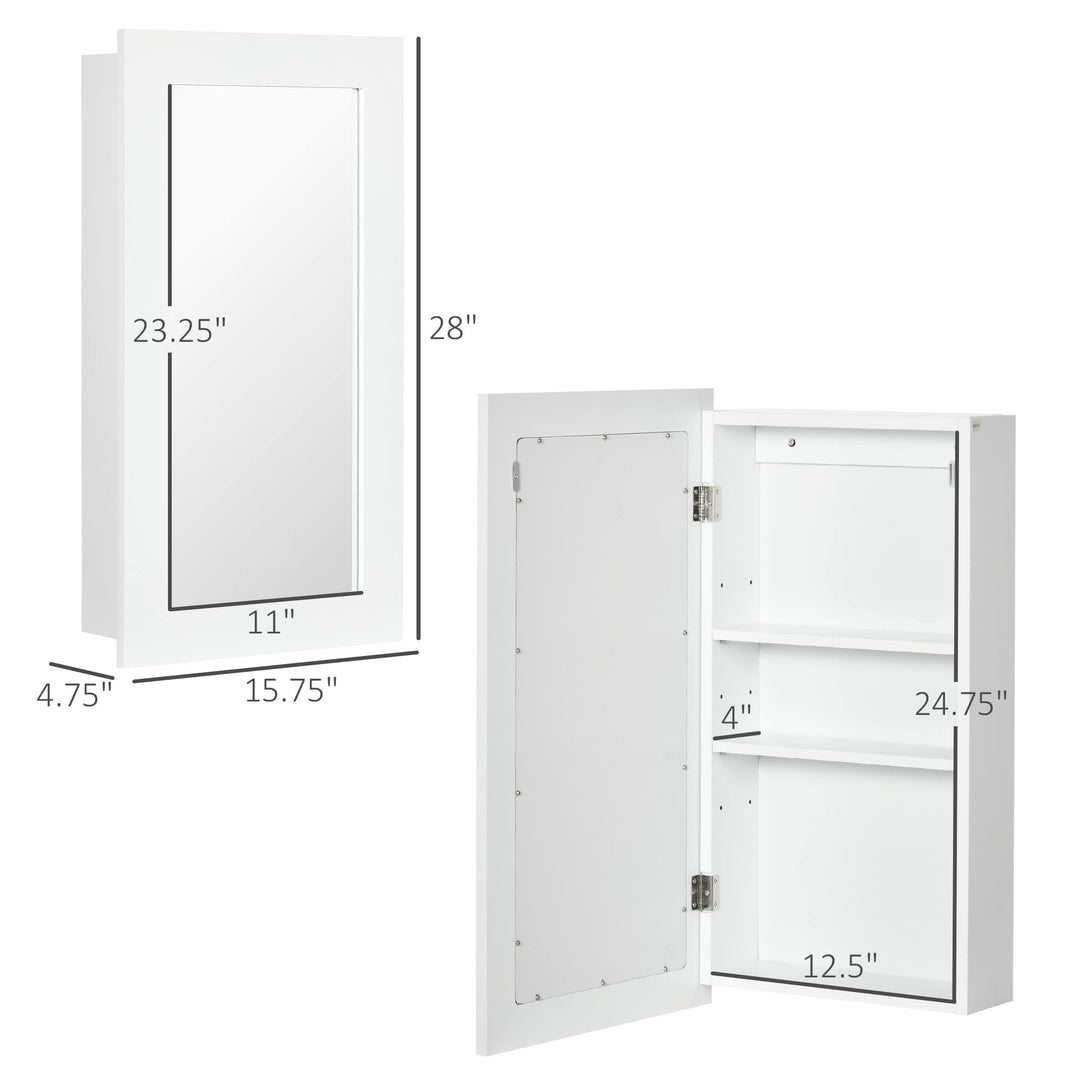 Wall-Mounted Medicine Cabinet with Mirror Bathroom Single Door and Adjustable - Diamond Home USA