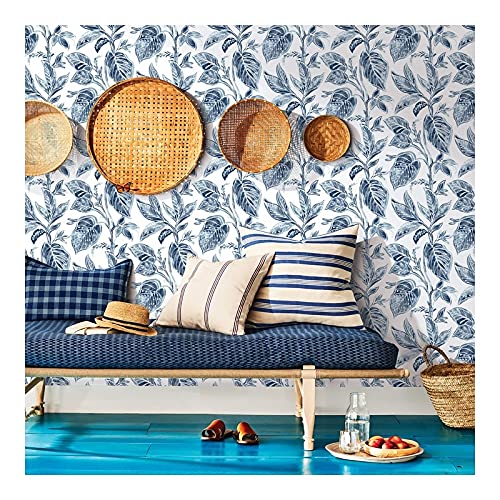 Blue Botanical Wallpaper 20.5 X Nature Wildlife Washable - Diamond Home USA
