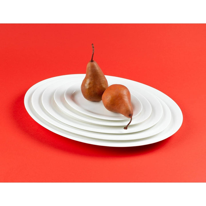 Oval Serving Platter 14" White Solid Casual Modern Contemporary Bone China 1 - Diamond Home USA