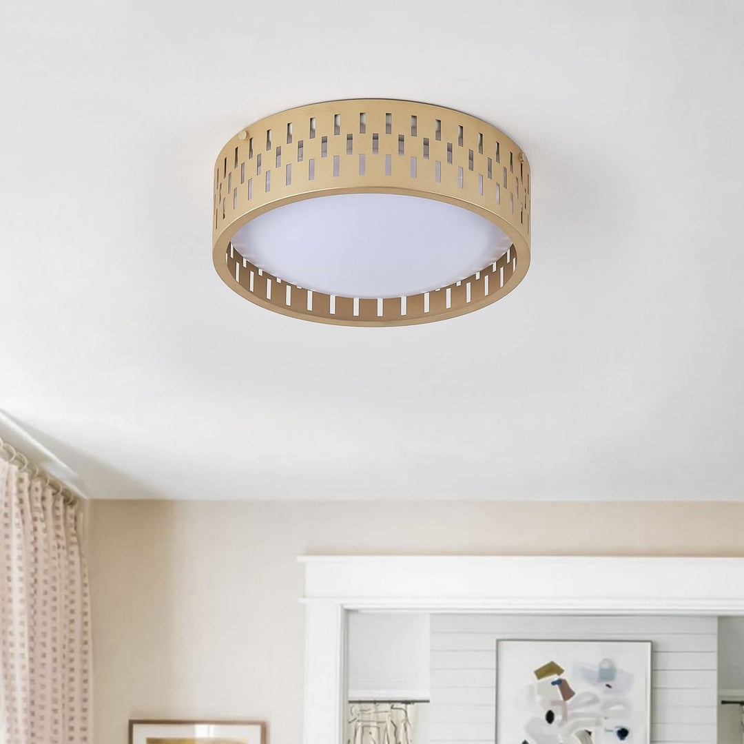 Modern Gold Finish Hollow-Carved Design Flush Mount Led Ceiling Light - Diamond Home USA