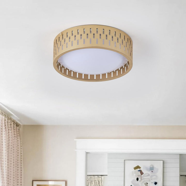 Modern Gold Finish Hollow-Carved Design Flush Mount Led Ceiling Light - Diamond Home USA