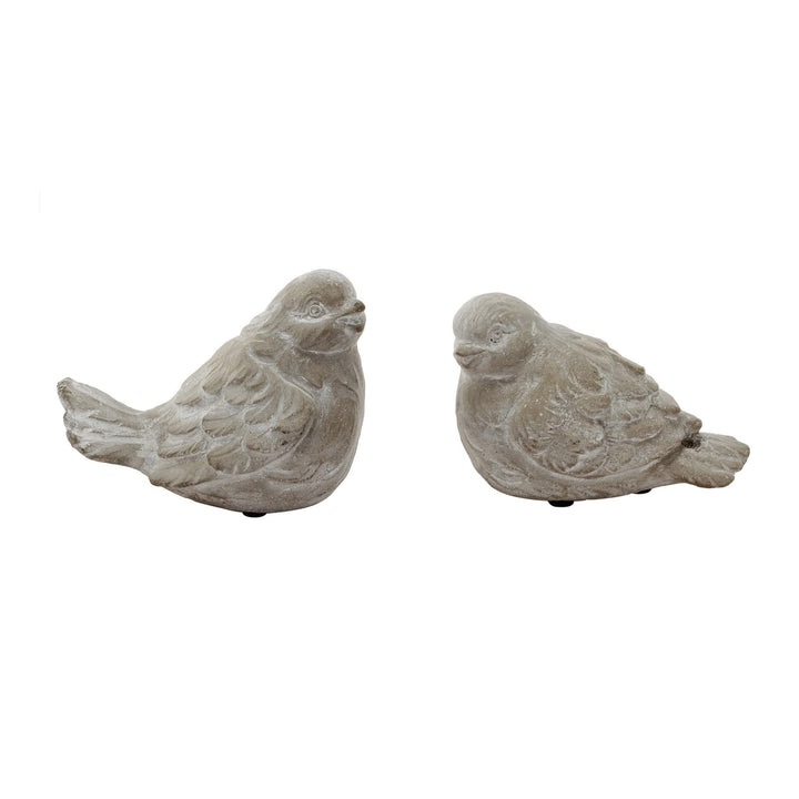 Set of 2 Sitting Resting Birds Accent Weathered Gray Ceramic Grey Modern