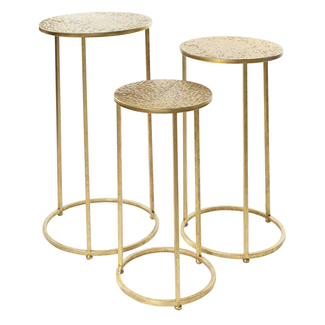 Gold Iron Glam Accent Table (Set of 3) 16 X 28round Round Goldtone Finish - Diamond Home USA