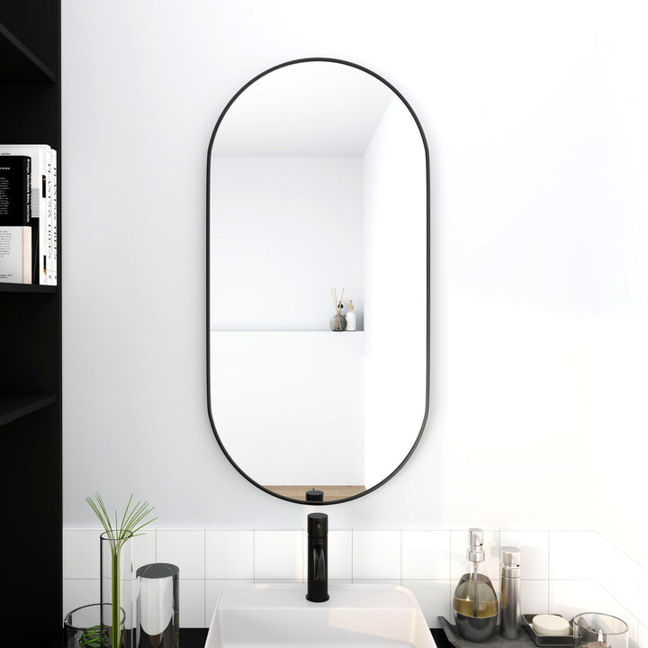 Frame Bathroom Oval Wall Mirror 38.6 Black - Diamond Home USA