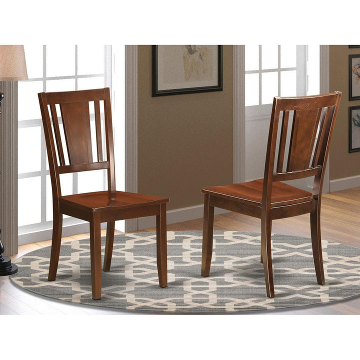 East West Furniture Dudley Dining Room Slat Back Wood Seat Chairs Set of 2 DUC-MAH-W - Diamond Home USA
