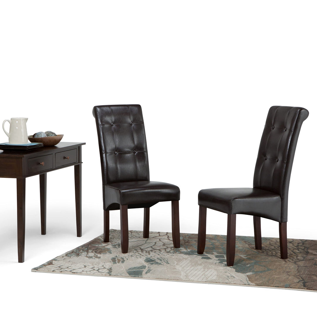 SIMPLIHOME Cosmopolitan Parson Dining Chair (Set of 2) Tanners Brown Faux - Diamond Home USA