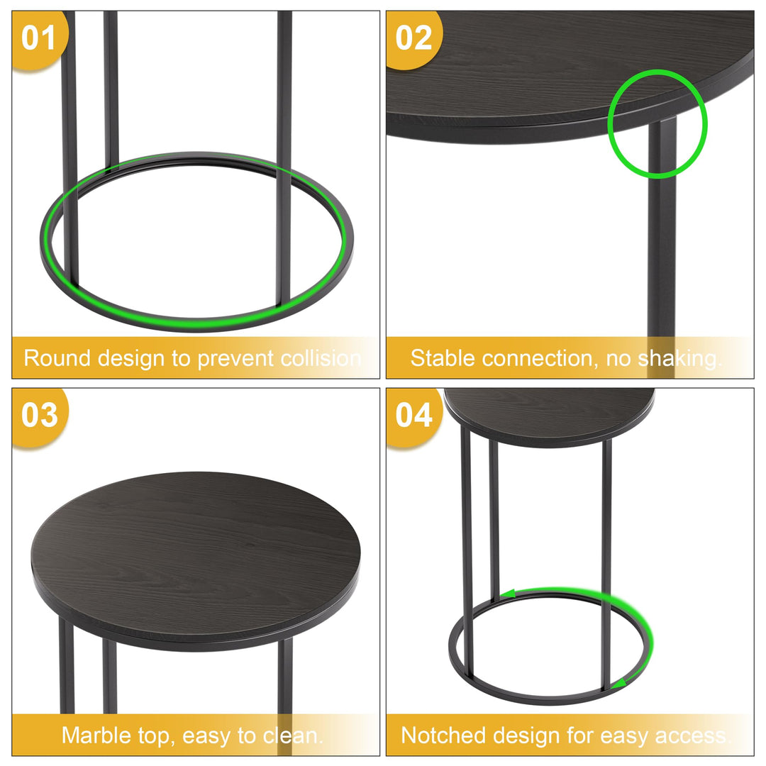 Nathaniel Home 23.5" H C-Shaped Round Sofa Side Elegant Modern-Glam End Snack - Diamond Home USA