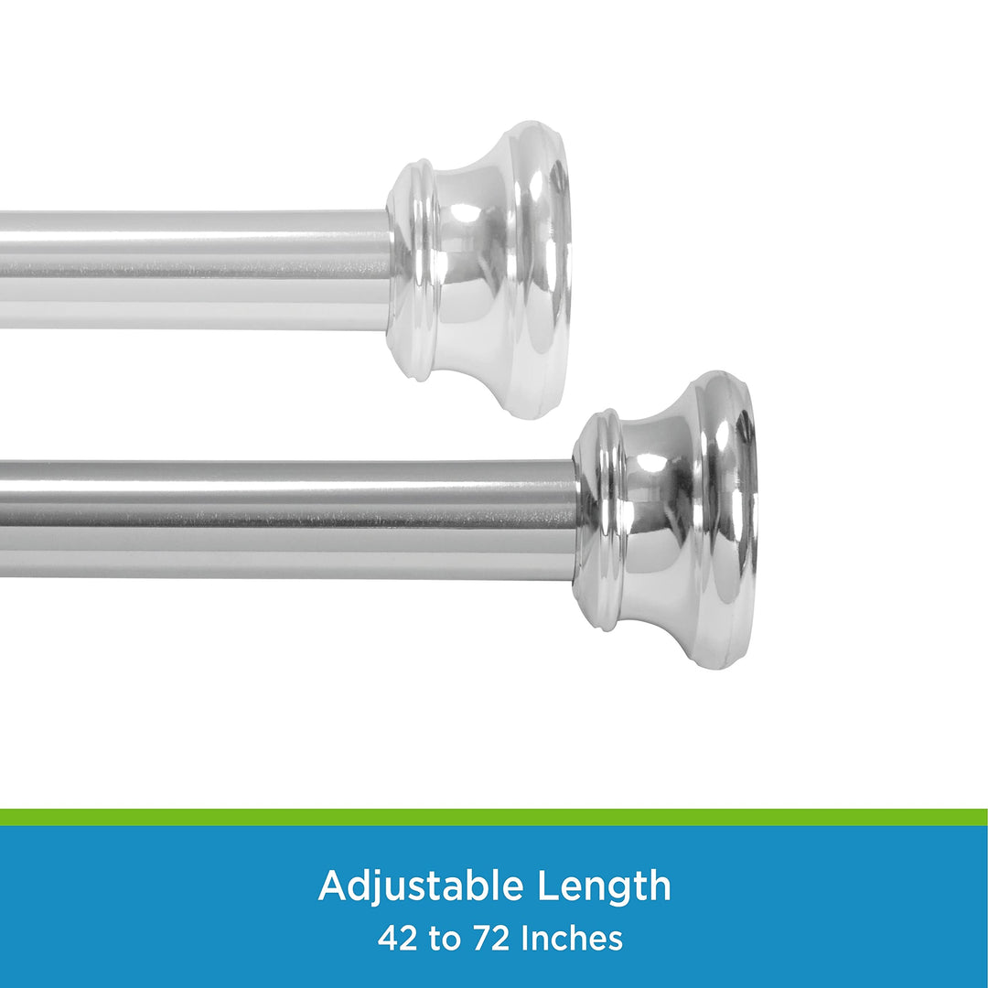 Twist Fit No Tools Decorative Tension Shower Curtain Rod 42-72" Chrome Steel - Diamond Home USA