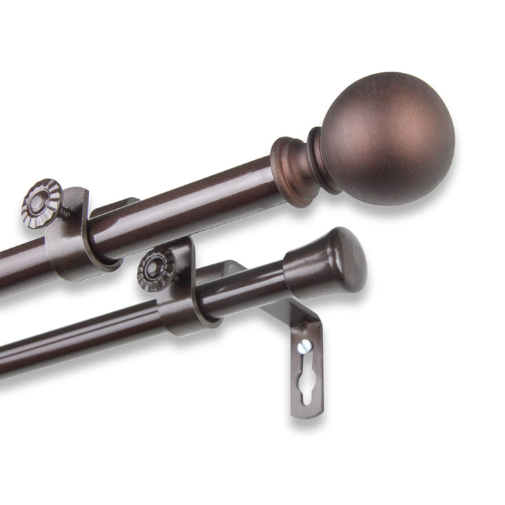 InStyleDesign Orb Adjustable Double Curtain Rod ue Gold 48 to 84 inch - Diamond Home USA