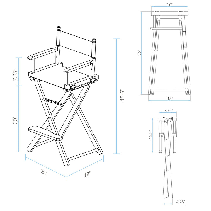 Casual Home 30" Bar Height Directors-Chairs Frame/Natural/Wheat Canvas