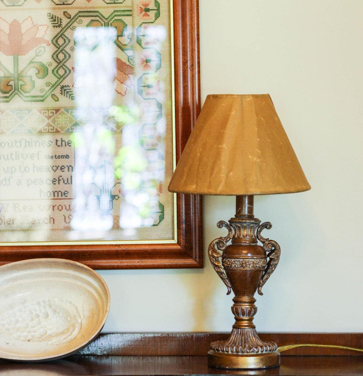 8"W Crinkle Oil Paper Slant Empire Softback Lampshade with Bulb Clip in Brown - Diamond Home USA