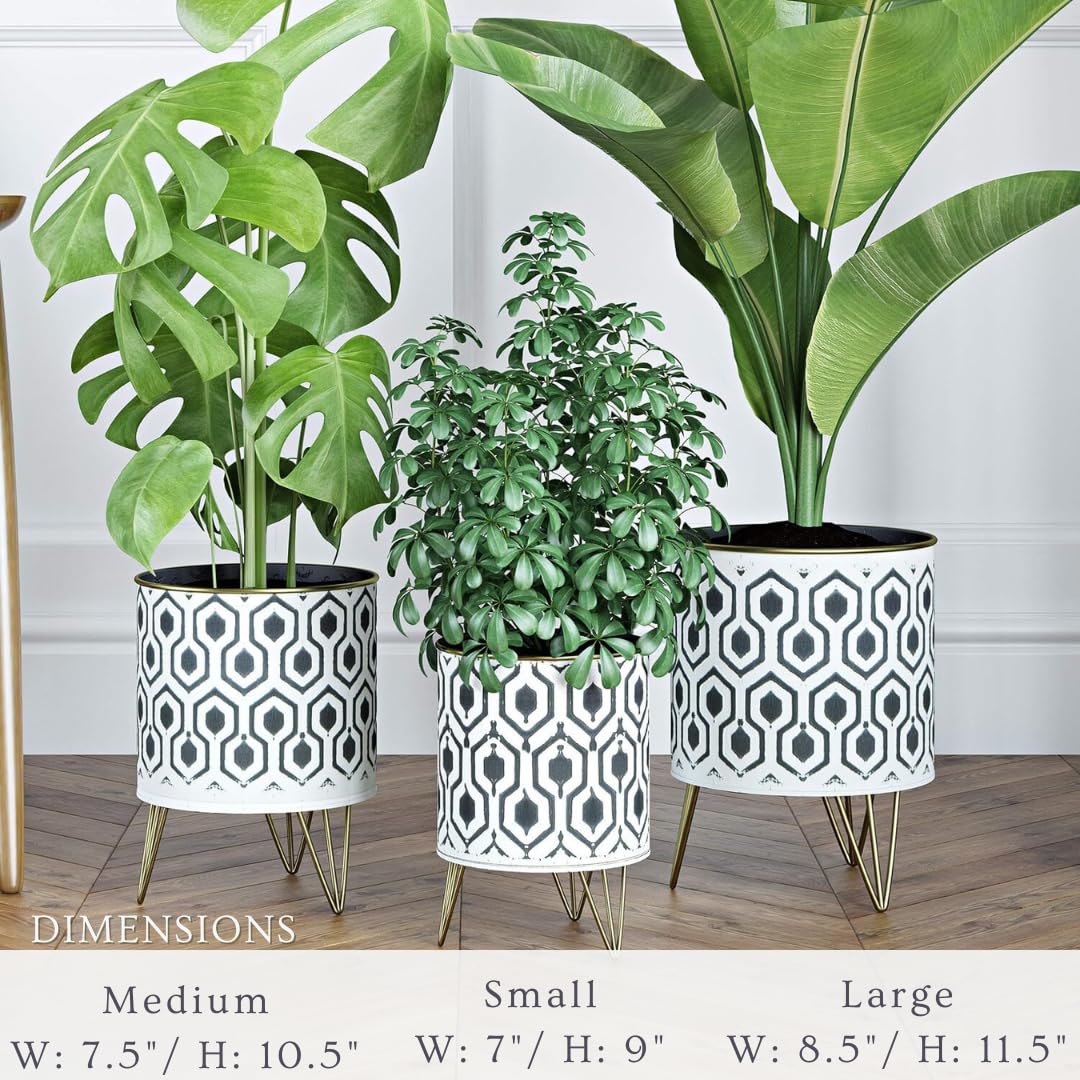 bohemian indoor plant pots Andrey Metal Indoor Planter Set of 3 Bohemian Style Black