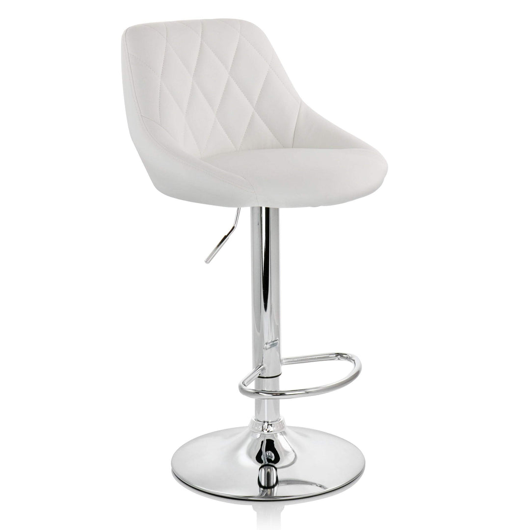 Diamond Leather Modern Bar Stool White Adjustable Swivel Base Set of 2 - Diamond Home USA