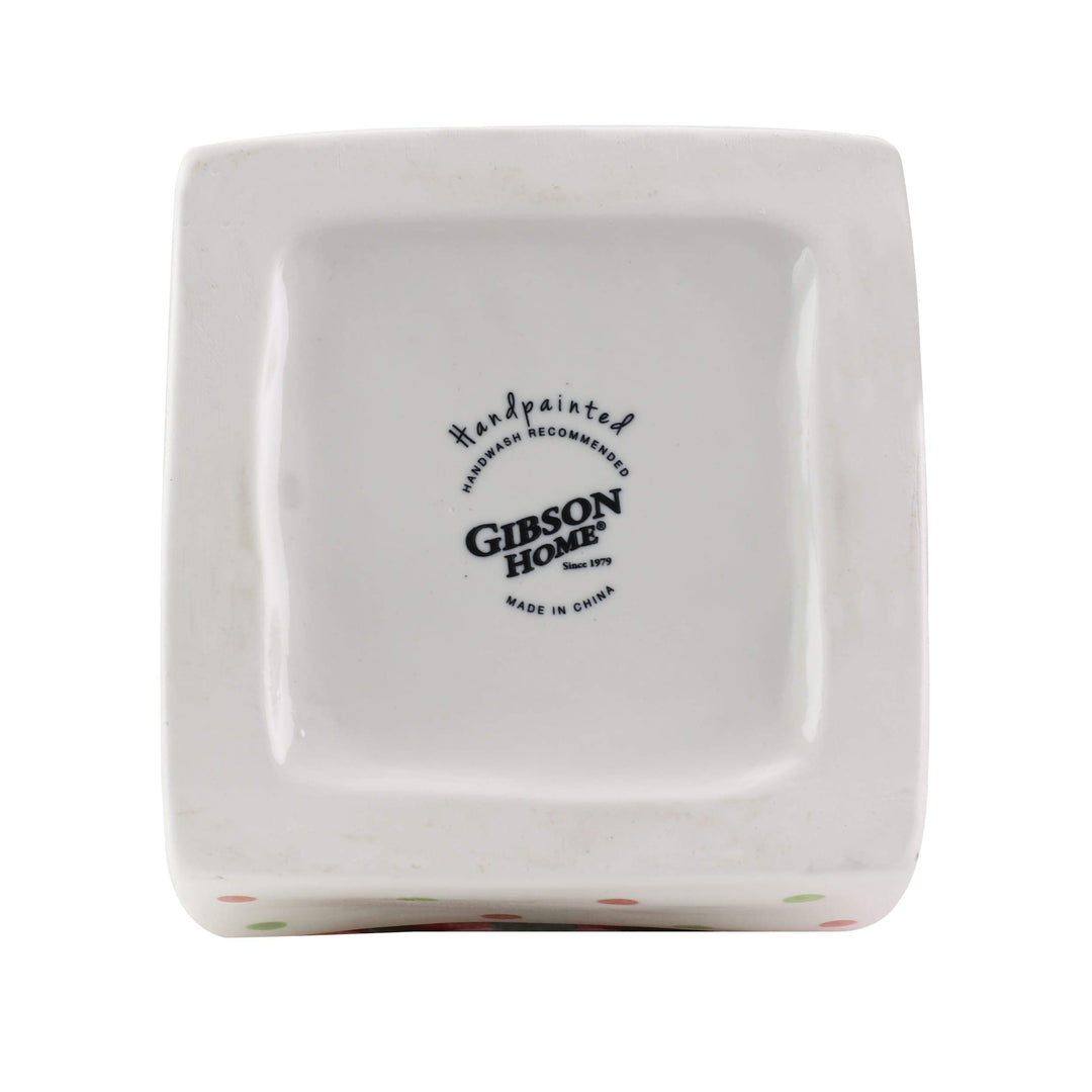 Christmas Estate 7.5 Inch Gift Box Holiday Cookie Jar Multi Color Banded - Diamond Home USA