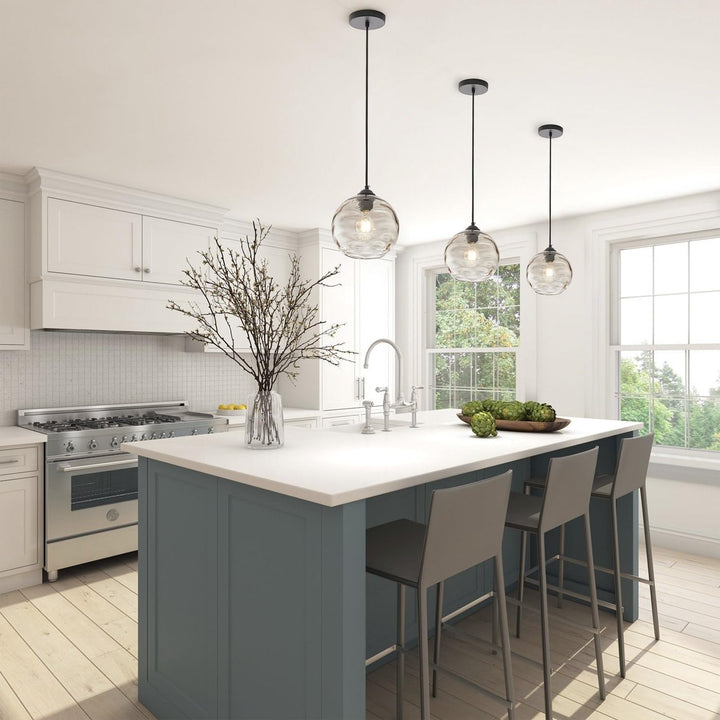 Modern Grey 1-light Clear Water Ripple Glass Shade Hanging Lamp Contemporary - Diamond Home USA