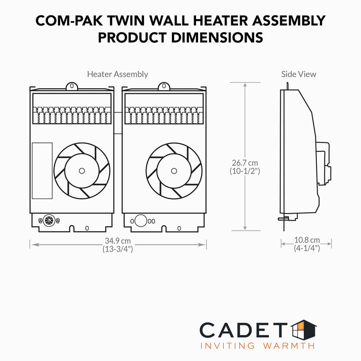 Cadet Com-Pak Twin Electric Wall Heater Assembly Only Without Thermostat (Model: - Diamond Home USA