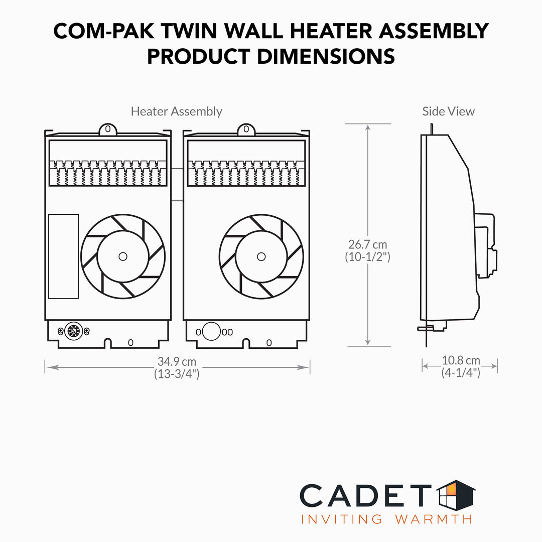 Cadet Com-Pak Twin Electric Wall Heater Assembly Only with Thermostat (Model: - Diamond Home USA