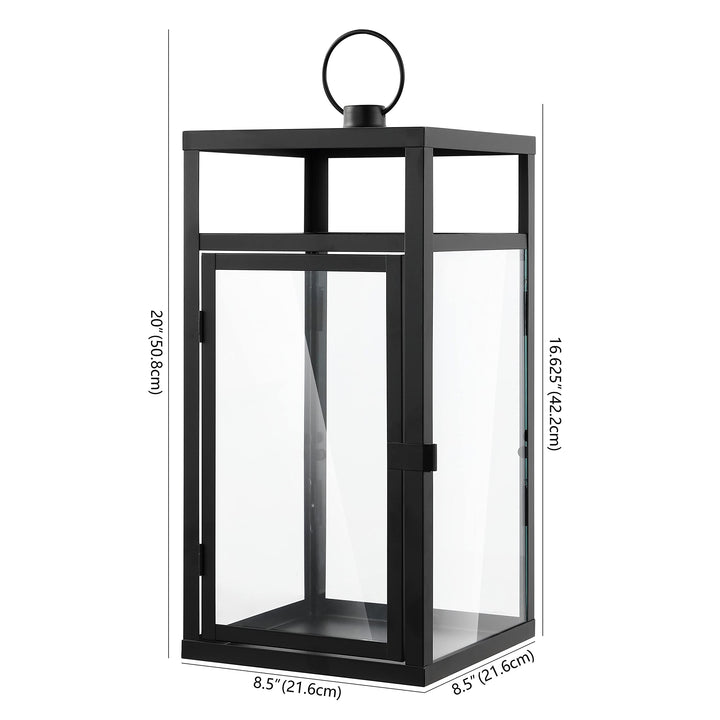 Lighting Outdoor Lantern 9" W X D 20" H Black Modern Contemporary Glass Metal - Diamond Home USA