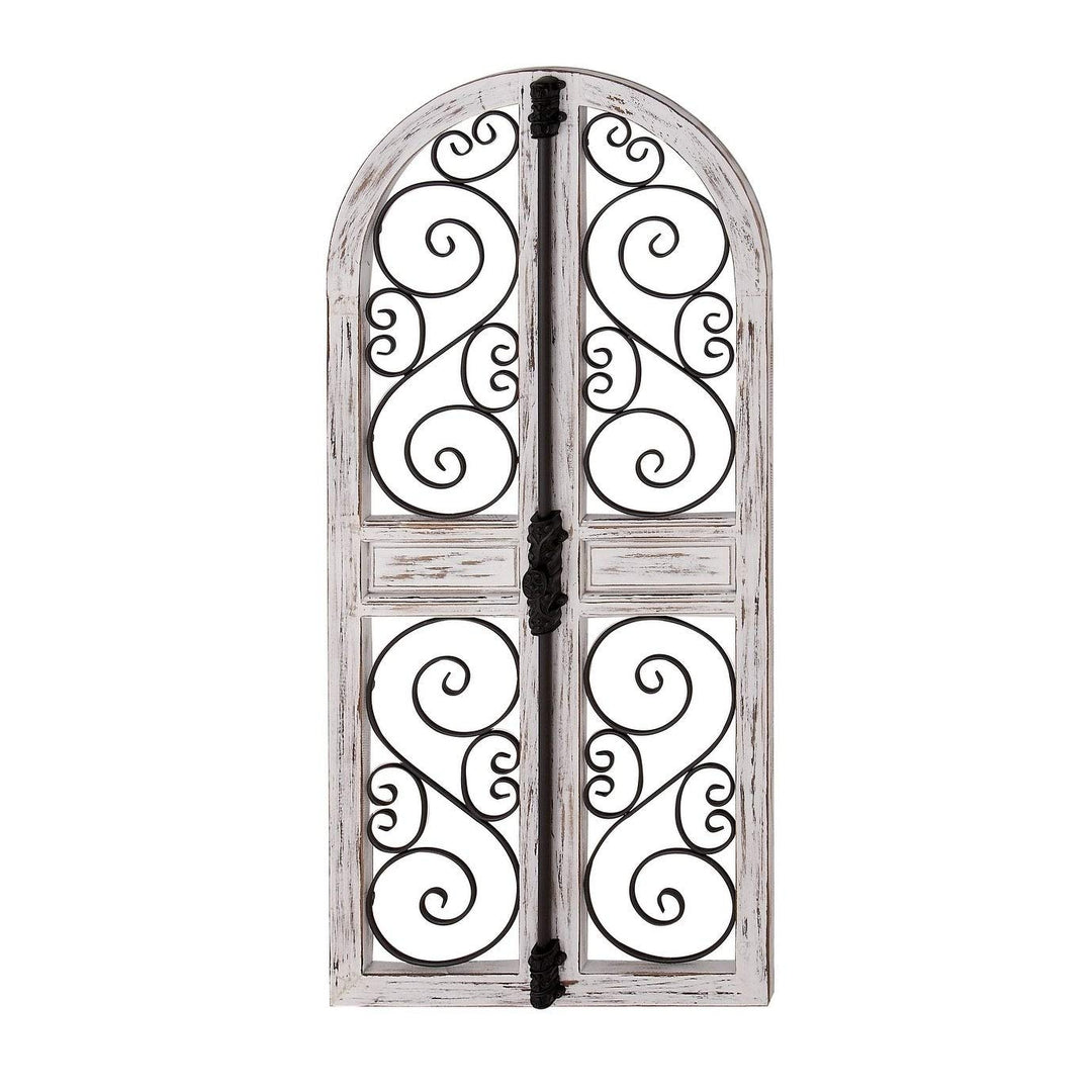 Farmhouse 52 X 24 Inch Wood and Iron Door-Style Wall Decor Grey - Diamond Home USA