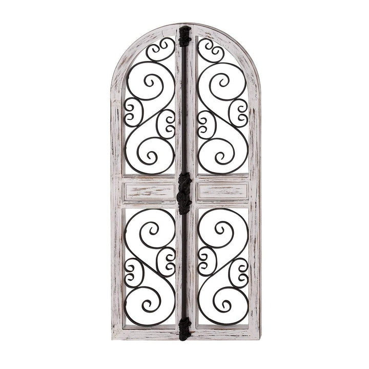 Farmhouse 52 X 24 Inch Wood and Iron Door-Style Wall Decor Grey - Diamond Home USA