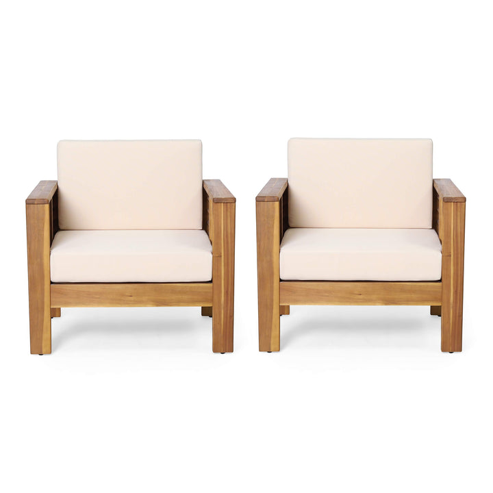 Christopher Knight Home Louver Club Chairs Teak + Cream