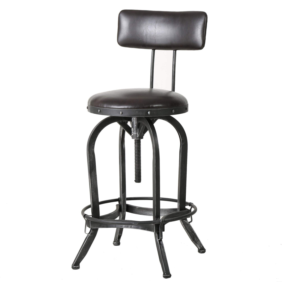 29-inch Adjustable Bonded Leather Backed Bar Stool Brown Modern Contemporary - Diamond Home USA