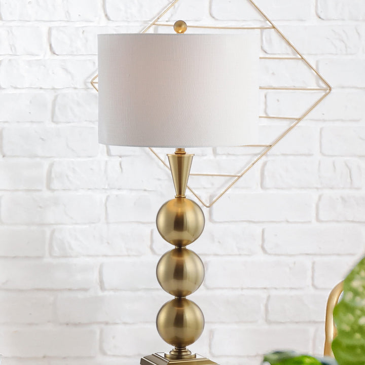 June 33" Metal Led Table Lamp Brass Yellow Glam Mid-Century Modern - Diamond Home USA