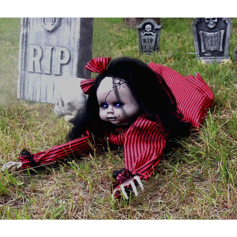 Haunted Hill Farm 43" Crawling Girl Halloween Animatronic - Diamond Home USA