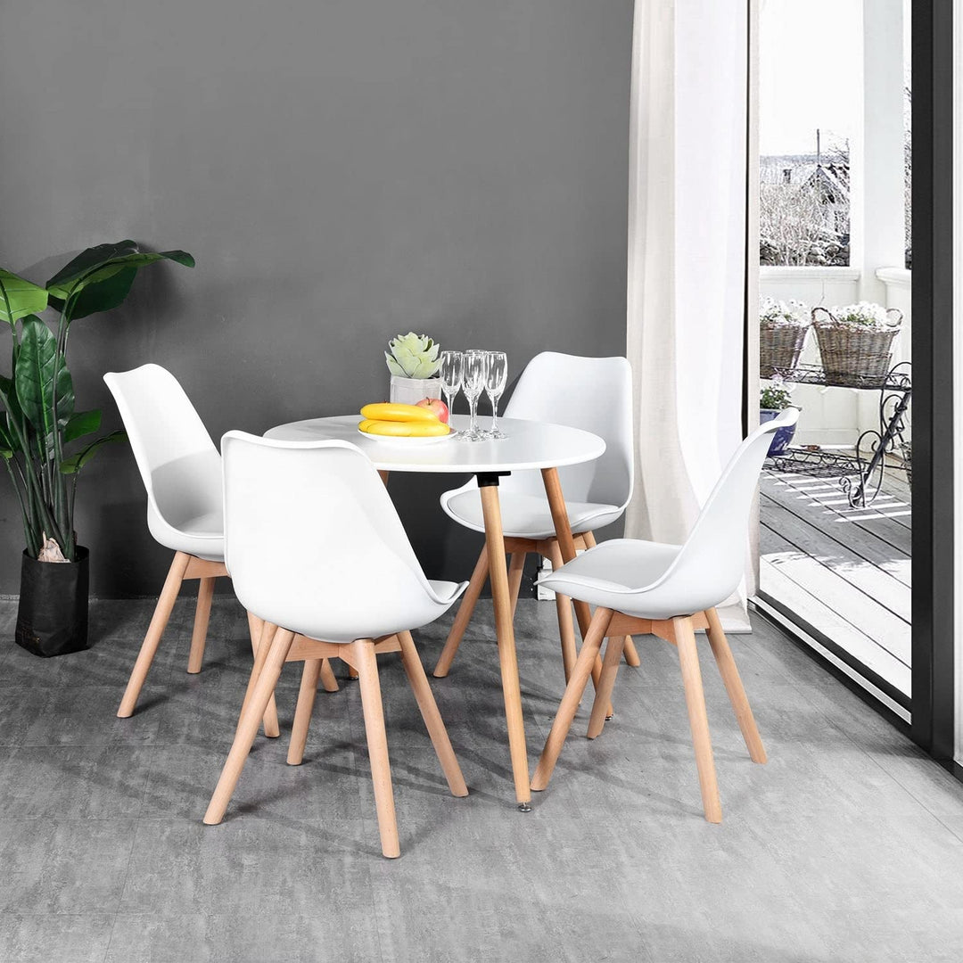 Modern Dining Table 31.5'' Round Top with Solid Wood Legsï¼Œwhite White