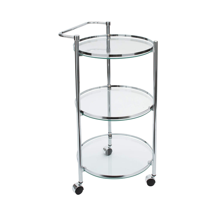 Organize It All Rolling 3 Tier Glass Circular Serving Cart Silver (Model: