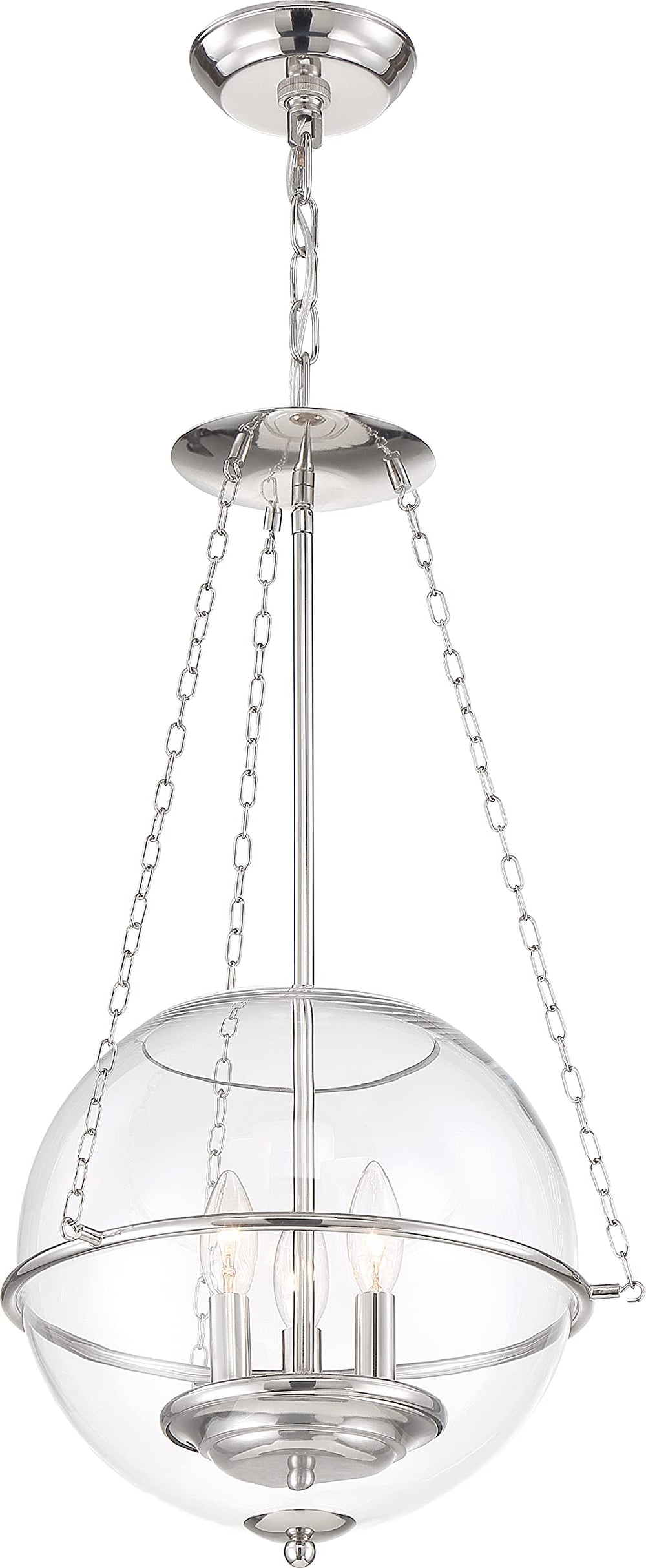 Nuvo 60/6952 Odyssey Pendant Fixture Polished Nickel with Clear Glass 3 Light - Diamond Home USA