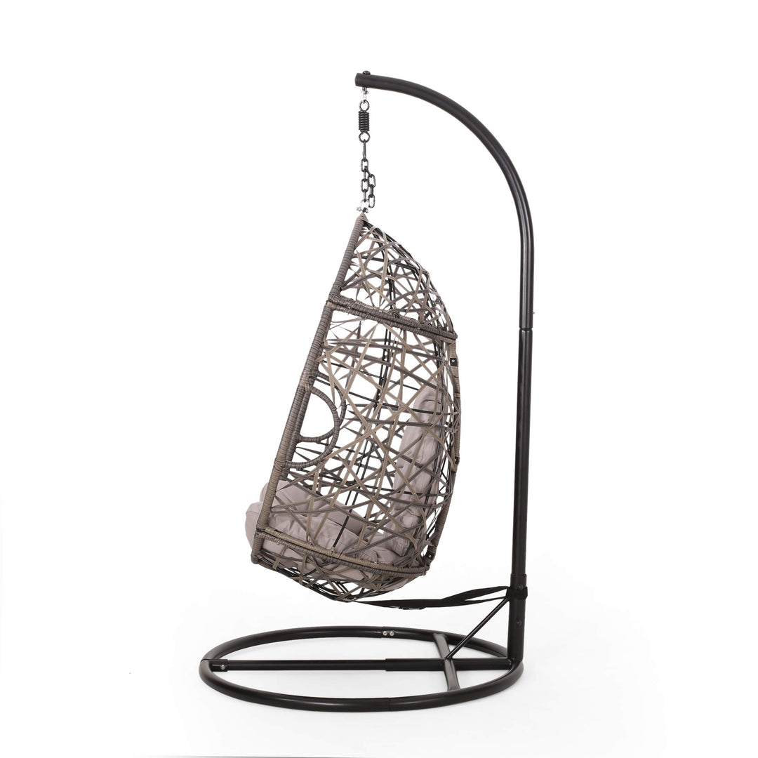 CHRISTOPHER KNIGHT HOME Tammy Outdoor Wicker Tear Drop Hanging Chair Gray and - Diamond Home USA