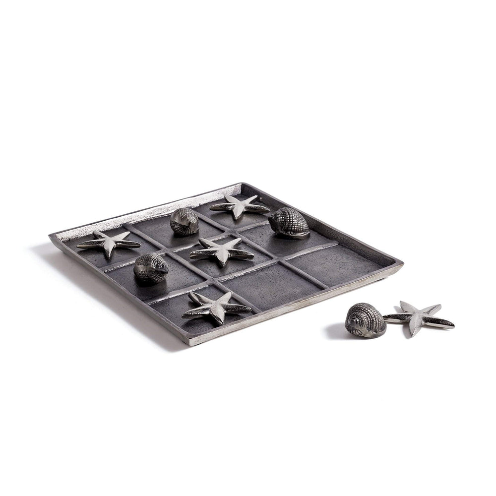 Beach Brushed Nickel Tic Tac Toe Grey Silver Modern Contemporary Nautical - Diamond Home USA