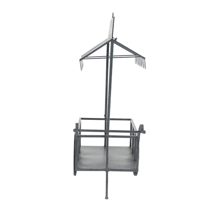 Farmhouse 44 X 32 Inch Black Iron Flower Cart with Roof by Rectangular - Diamond Home USA