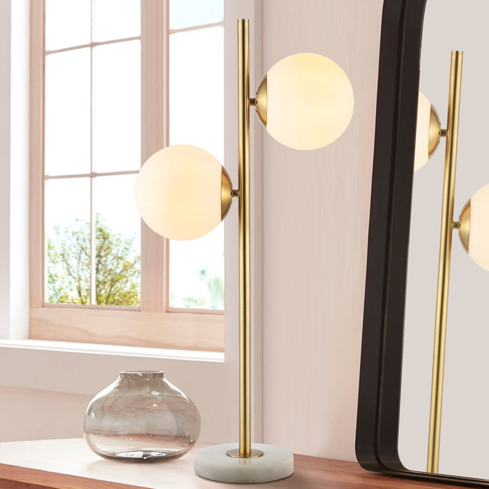 28" 2-Light Coastal Vintage Iron Led Table Lamp Brass Gold/White Gold Modern - Diamond Home USA