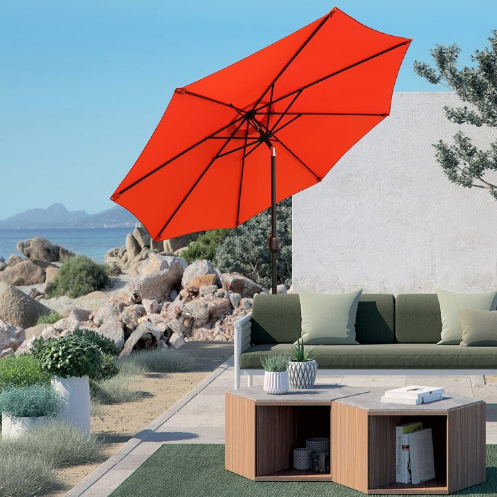 Furniture 9 Ft Orange Patio Umbrella With Tilt And Crank Solid Classic Modern - Diamond Home USA