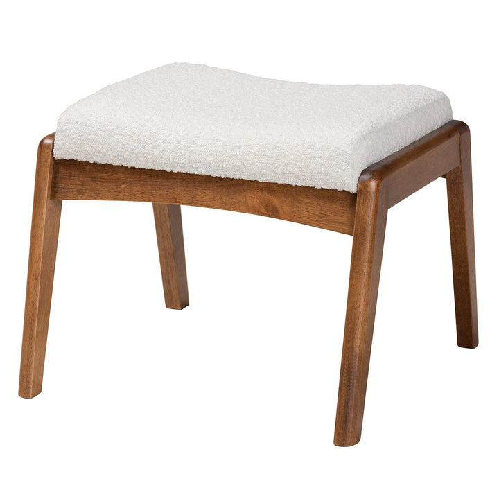 Mid-Century Modern Off/White Upholstered and Walnut Brown Finished Wood - Diamond Home USA