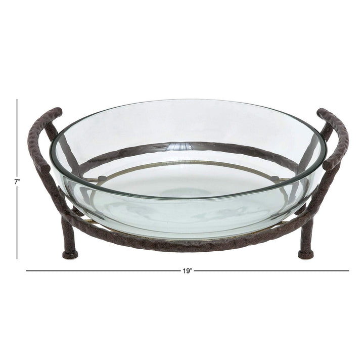 21-inch Iron And Glass Server Bowl Green - Diamond Home USA