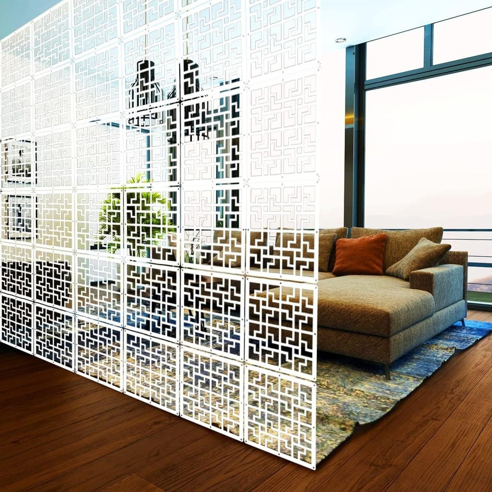Hanging Room Divider Decorative Screen Panels 10 Pcs White Vinyl Includes - Diamond Home USA