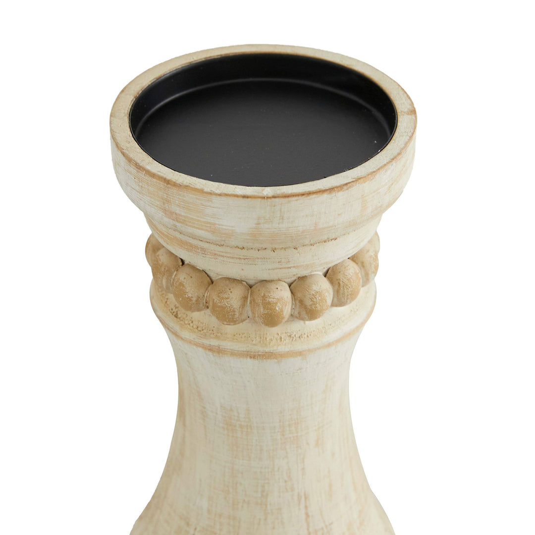 Cream Wood Farmhouse Candle Holder (Set of 3) 5 X 12 Off/White Country - Diamond Home USA
